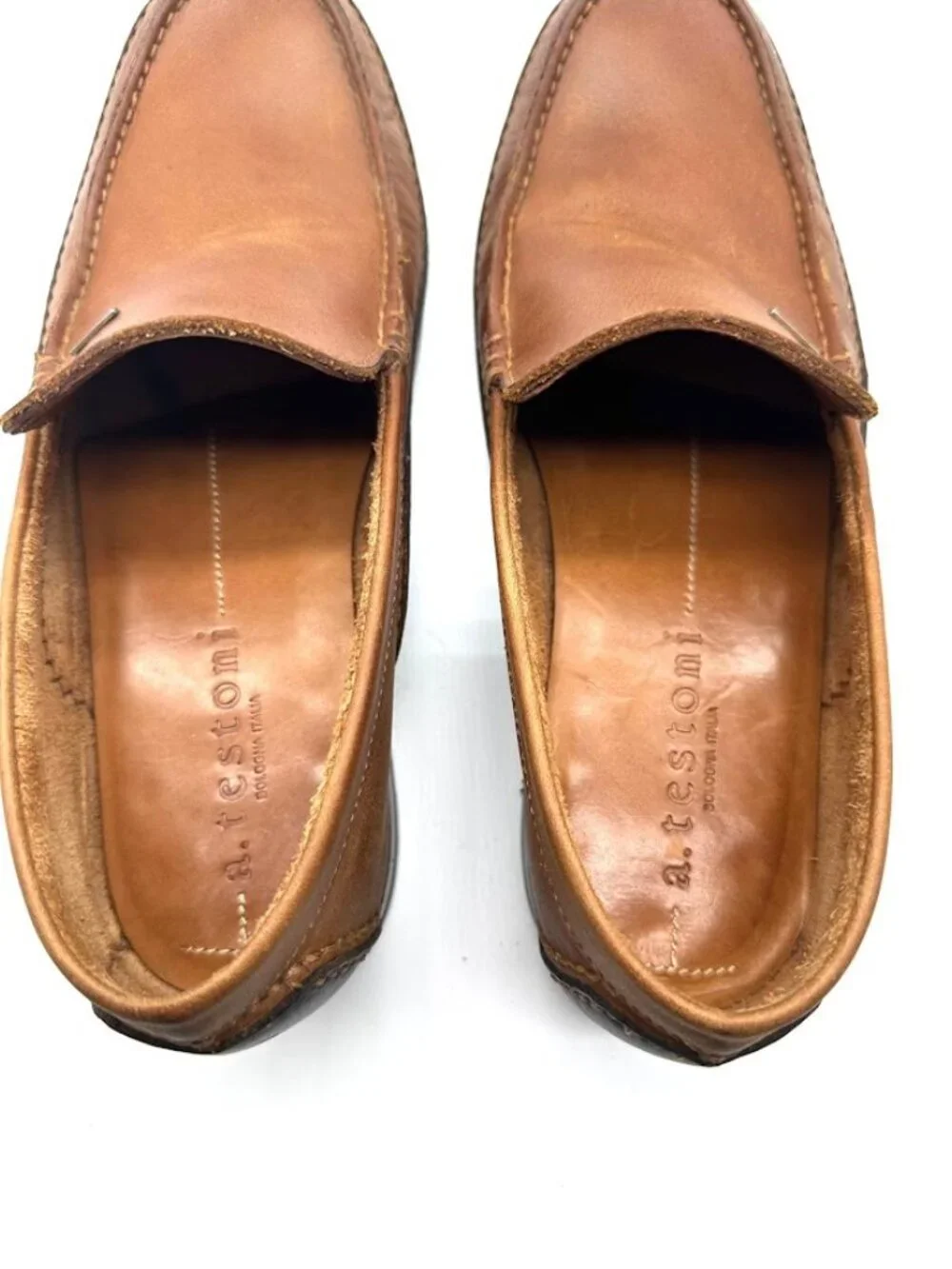 a.testoni Men's Brown Leather Loafers Slip On Shoes US 7 EU‎ 40 Italy